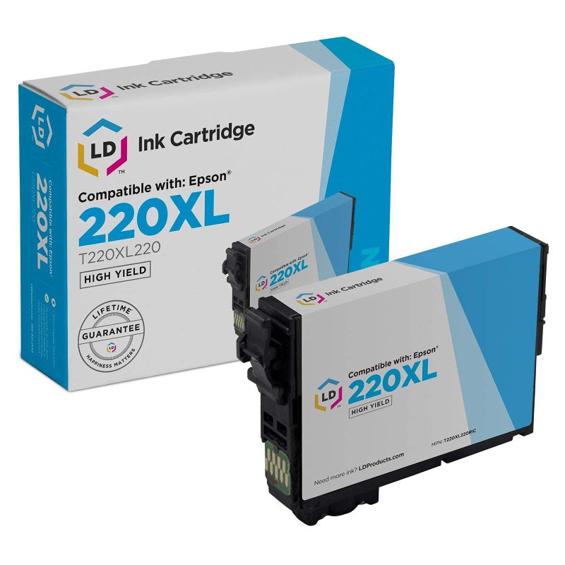 LD Products Remanufactured Replacement for Epson 220XL Ink Cartridges 220 XL T220XL220 High Yield (Cyan) for XP-320, XP 420, XP-424, Workforce WF-2630, WF-2650, WF2660, WF-2750, WF-2760 - Image 1